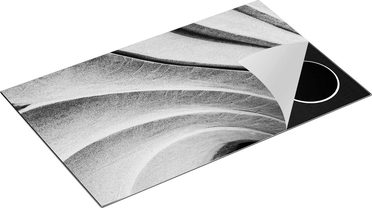 Chefcare Inductie Beschermer Abstracte Kunst Gestreepte Stenen - Zwart Wit - 85x50 cm - Afdekplaat Inductie - Kookplaat Beschermer - Inductie Mat