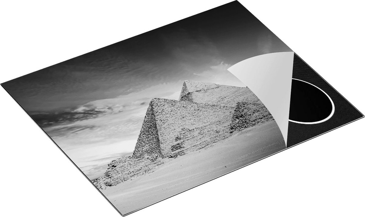 Chefcare Inductie Beschermer Egyptische Piramides bij Zonsondergang - Zwart Wit - 65x52 cm - Afdekplaat Inductie - Kookplaat Beschermer - Inductie Mat