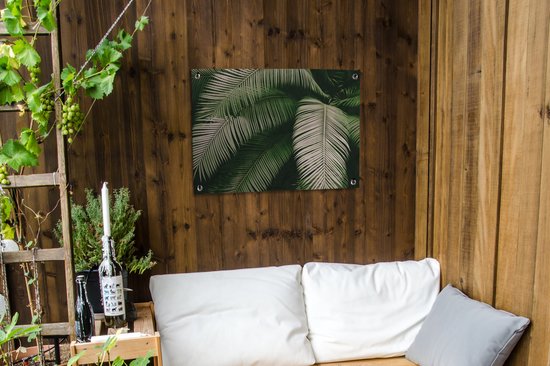 Affiche de jardin - Jardin - Palmier - Feuille de palmier - Tropical - Feuilles - 80x60 cm - Tableau jardin - Toile jardin - Affiche extérieure