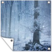 Tableau jardin Forêt - Hiver - Neige - Affiche jardin - Toile jardin - Forêt - Arbres - Décoration de jardin - 200x200 cm