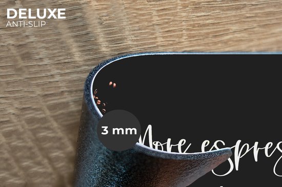 Set de table - Napperons en plastique - Café - Plus d'espresso Moins depresso - Citations - Énonciations - 45x30 cm - 6 pièces - Résistant à la chaleur - Antidérapant - Pad - Amovible