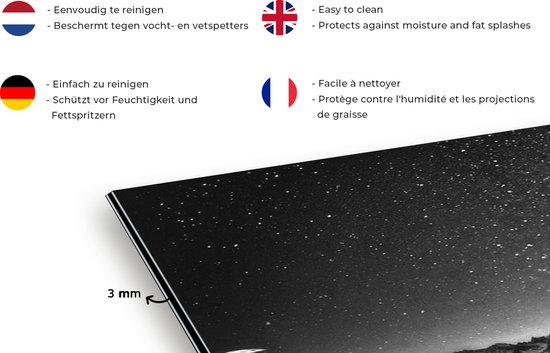 Spatscherm keuken 60x40 cm - Kookplaat achterwand Sterrenhemel - Berg - Nacht - Muurbeschermer - Spatwand fornuis - Hoogwaardig aluminium