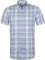 State of Art - Shortsleeve Overhemd Blauw Geruit - Heren - Maat L - Modern-fit