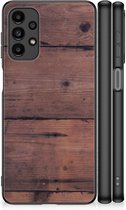 GSM Hoesje Customize Geschikt voor Samsung Galaxy A13 4G Leuk TPU Back Cover met Zwarte rand Old Wood