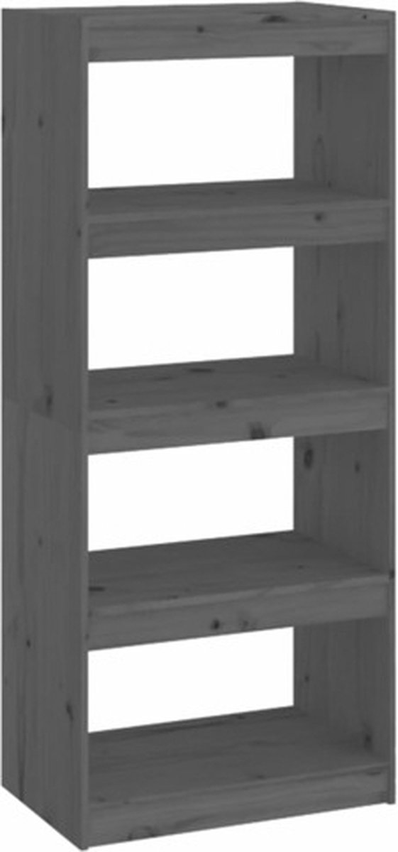 vidaXL Boekenkast/kamerscherm - 60x30x135,5 - cm - massief - grenenhout - grijs