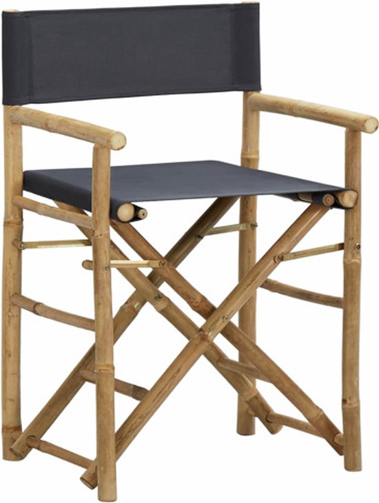 vidaXL - Regisseursstoelen - 2 - st - inklapbaar - donkergrijs - bamboe - en - stof van Vidaxl — afbeelding 5