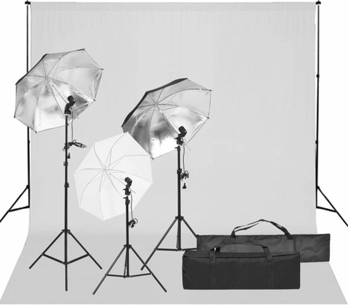 vidaXL - Fotostudioset - met - verlichtingsset - en - achtergrond