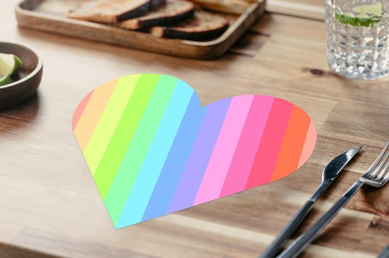 Sous-verres - Napperons de table - Napperons de table coeur - Arc-en-ciel - Motifs - Pastel - 10 pièces