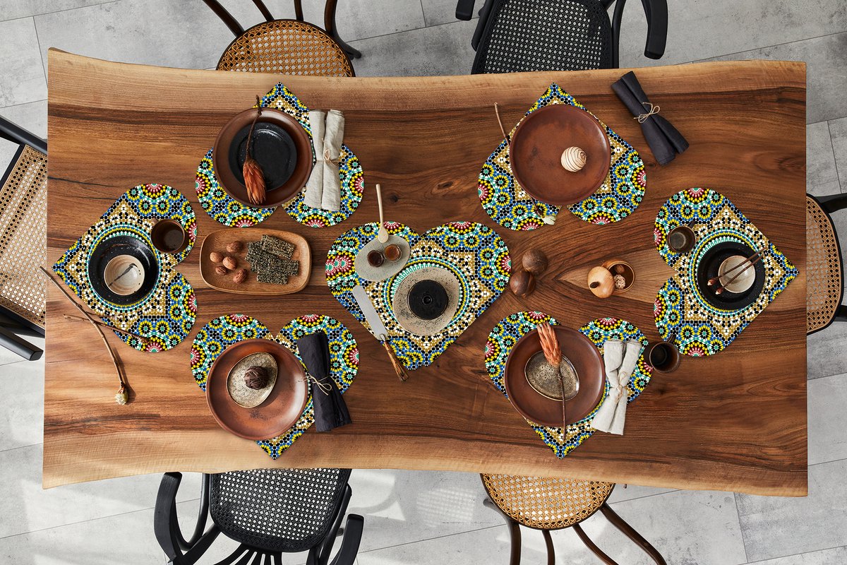 Onderleggers - Placemats - Placemats hartje - Mozaïek - Patronen - Mandala - 10 stuks