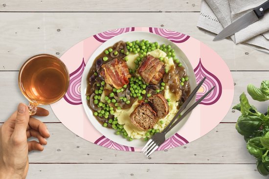 Napperons ovales - Sets de table - Sets de table ovales - Violet - Motifs - Oignons - 8 pièces