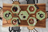 Napperons hexagon - Sets de table - Set de table hexagone - Psychédélique - Feuilles - Vert - Vintage - Design - 10 pièces