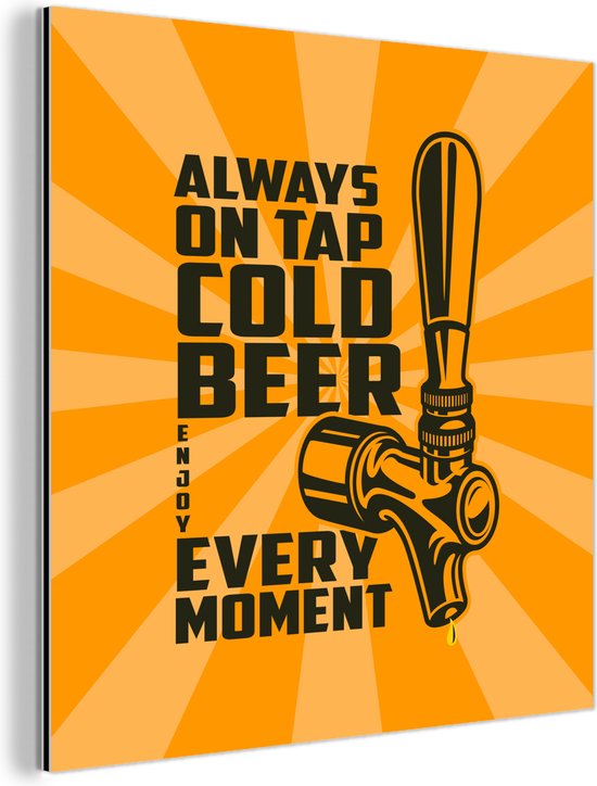 Décoration murale Métal - Peinture Aluminium Industrielle - Mancave - Bières - Tireuse à bière - Vintage - 20x20 cm - Dibond - Photo sur aluminium - Décoration murale industrielle - Pour le salon / chambre