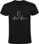 Gitaar Hartslag Heren T-shirt - muziek - gitarist - band - rock n roll - elektrische gitaar - heartbeat