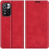 Cazy Xiaomi Redmi Note 11 Pro+ Hoesje - Portemonnee Book Case - Kunstleer - Rood