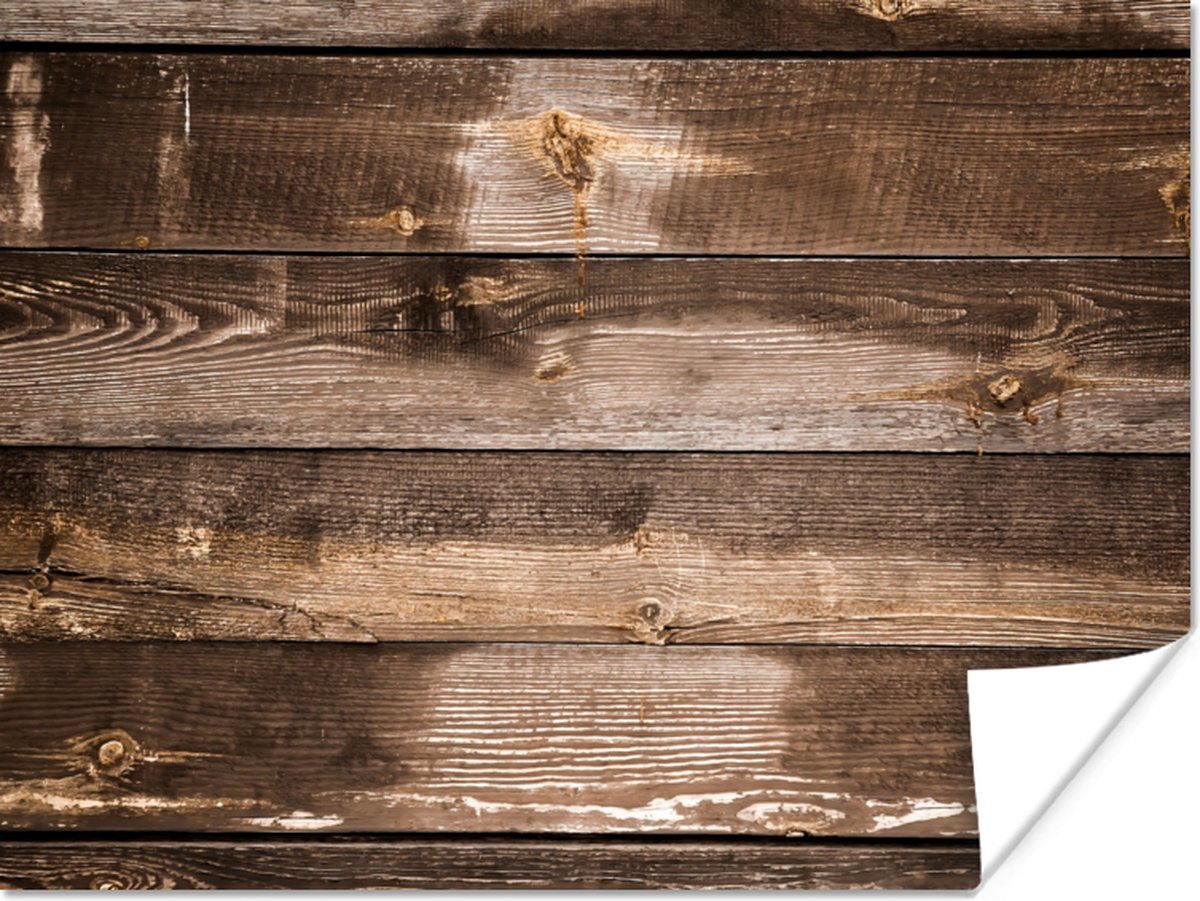 Poster Planken - Hout - Donker - 80x60 cm