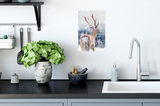Affiche Hiver - Cerf - Animaux - 20x30 cm