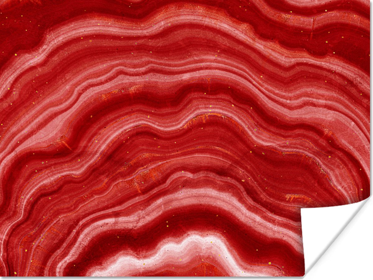 Poster Agaat - Rood - Edelsteen - Abstract - 40x30 cm