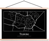 Posterhanger incl. Poster - Schoolplaat - Stadskaart - Tilburg - Plattegrond - Kaart - 150x100 cm - Blanke latten - Plattegrond