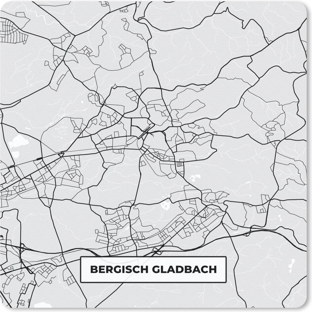 Muismat 30x30 cm - Mousepad Stadskaart - Duitsland - Plattegrond - Bergisch Gladbach - Kaart - Muismatten - Stadskaart