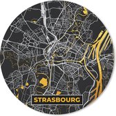 Muismat - Mousepad - Rond - Kaart – Strasbourg - Stadskaart – Frankrijk – Plattegrond - 30x30 cm - Ronde muismat