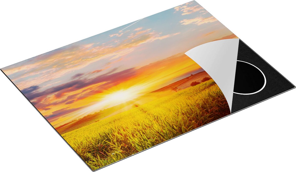 Chefcare Inductie Beschermer Zonsopgang op het Maïsveld - 70x52 cm - Afdekplaat Inductie - Kookplaat Beschermer - Inductie Mat