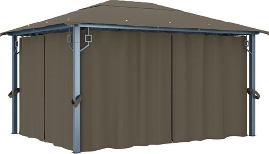 vidaXL Tonnelle avec rideau 400x300 cm Aluminium Taupe