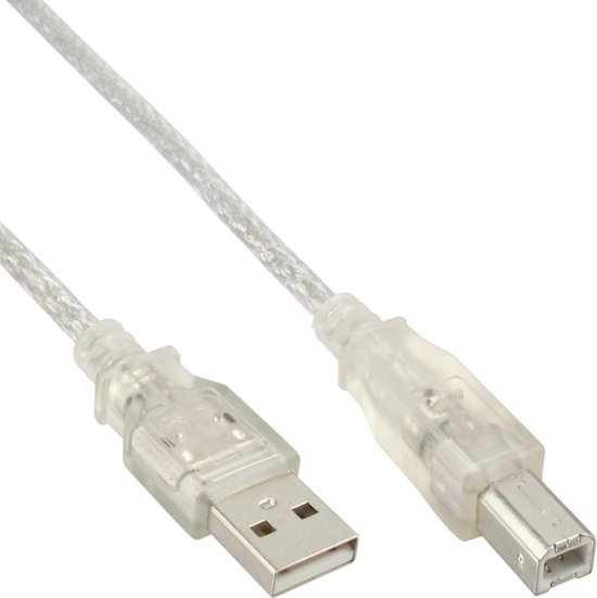 USB naar USB-B kabel - USB2.0 - tot 1A / transparant - 5 meter | bol