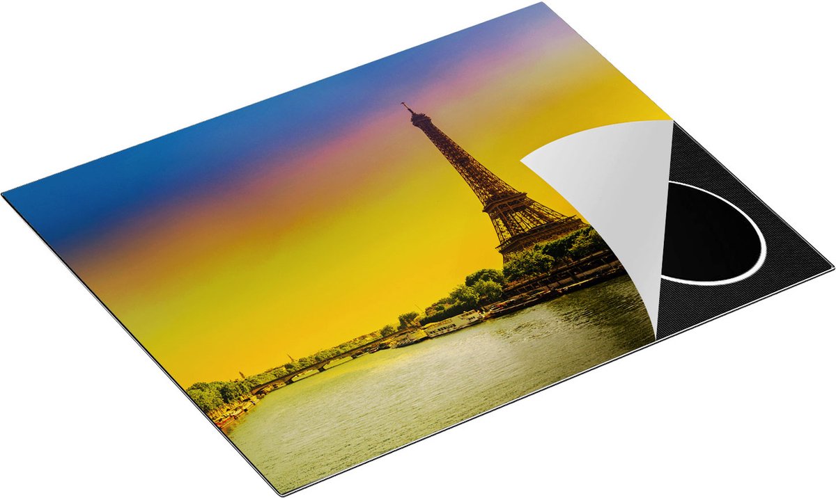 Chefcare Inductie Beschermer Eiffeltoren in Parijs tijdens Zonsopgang - 65x50 cm - Afdekplaat Inductie - Kookplaat Beschermer - Inductie Mat