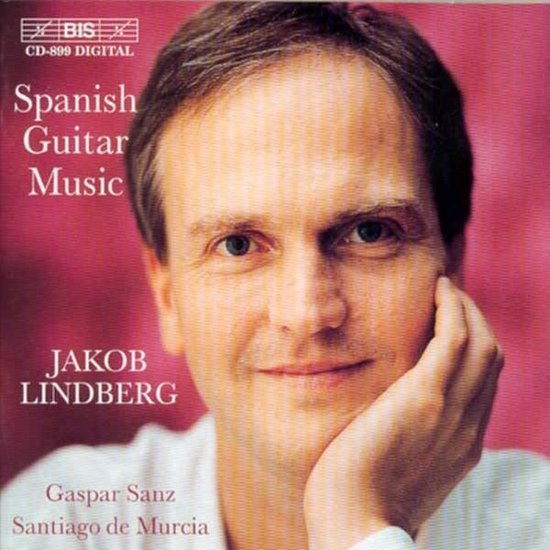 CD-hoes met close-up van Jakob Lindberg, met de tekst "Spanish Guitar Music".