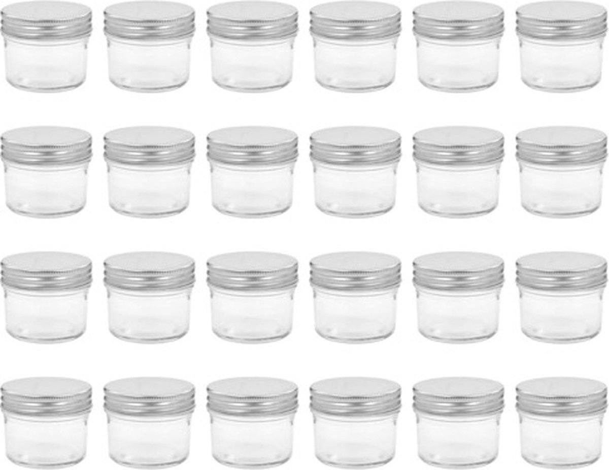 vidaXL - Jampotten - met - zilverkleurige - deksels - 24 - st - 110 - ml - glas
