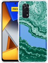 Xiaomi Poco M4 Pro Hoesje Turquoise Marble Art - Designed by Cazy