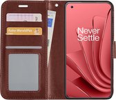 Hoes Geschikt voor OnePlus 10 Pro Hoesje Book Case Hoes Flip Cover Wallet Bookcase - Bruin