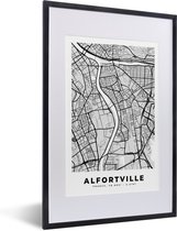 Fotolijst incl. Poster - Plattegrond - Alfortville - Stadskaart - Kaart - Frankrijk - 40x60 cm - Posterlijst