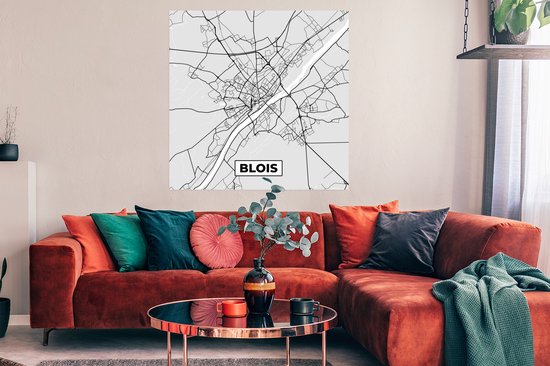 Affiche Plan - Blois - Plan de Ville - Plan - France - 100x100 cm XXL