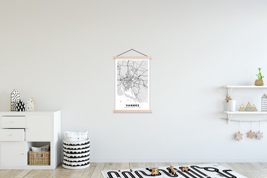 Porte-affiche avec affiche - Affiche scolaire - Plan de la ville - France - Carte - Vannes - Carte - 60x90 cm - lattes vierges