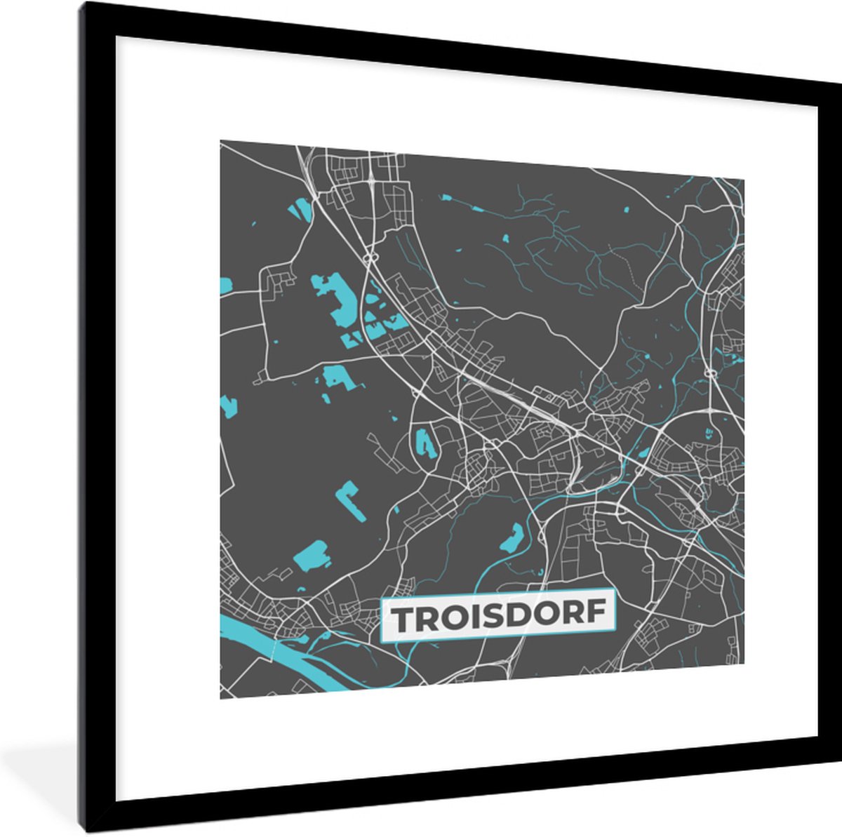 Fotolijst Incl Poster Troisdorf Stadskaart Blauw Plattegrond Stadskaart Bol Com