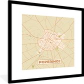 Fotolijst incl. Poster - Kaart - Stadskaart - Plattegrond - België - Poperinge - 40x40 cm - Posterlijst