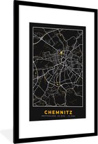 Fotolijst incl. Poster - Chemnitz - Duitsland - Kaart - Plattegrond - Goud - Stadskaart - 60x90 cm - Posterlijst