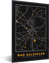 Fotolijst incl. Poster - Duitsland – Black and Gold – Bad Salzuflen – Stadskaart – Kaart – Plattegrond - 20x30 cm - Posterlijst