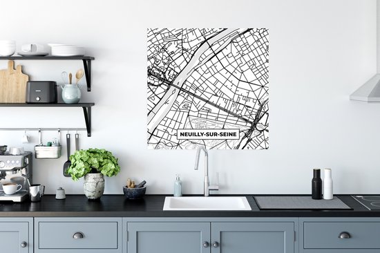 Poster Stadskaart - Neuilly-sur-Seine - Plattegrond - Kaart - Frankrijk - Zwart wit - 75x75 cm