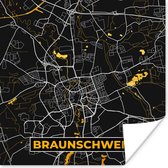 Poster Braunschweig - Stadskaart - Plattegrond - Goud - Kaart - Duitsland - 30x30 cm