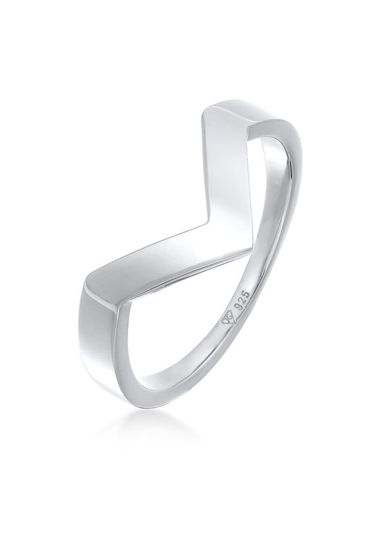 Elli PREMIUM Ring Elli PREMIUM Ring Dames V-vorm Geo Basis in 925 sterling zilver gerhodineerd