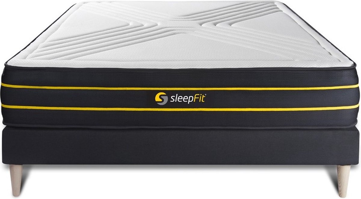 Complete boxspring met matras tweepersoons- Sleepfit Ultra zwart - Traagschuim en micro pocketveren - 120 x 190 cm