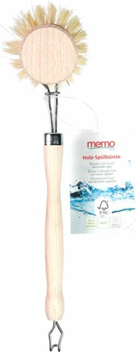 Goedkoopste MEMO Zero Waste Afwasborstel - Beukenhout - Vegan - Vervangbare borstelkop - Efficiënt Reinigen - Praktisch Ophangsysteem