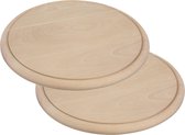Set van 2x stuks ronde houten ham ontbijt planken / broodplank / serveer plank 25 cm - brood snijden / serveren - serveerplankjes