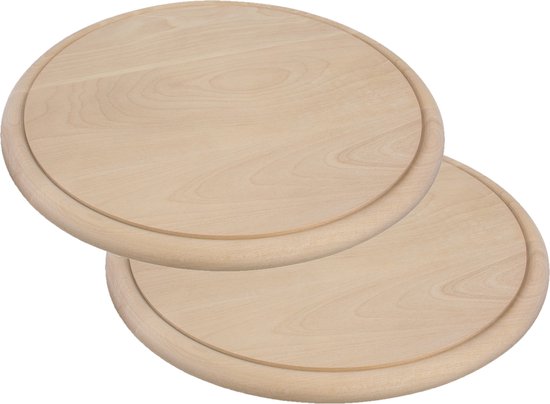 Set van 2x ronde houten ham ontbijt planken / broodplank serveer 25 cm -... | bol.com