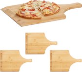 Relaxdays 4x pelle à pizza 45 cm large - bambou - spatule à pizza - pelle à pain - planche à pizza bois