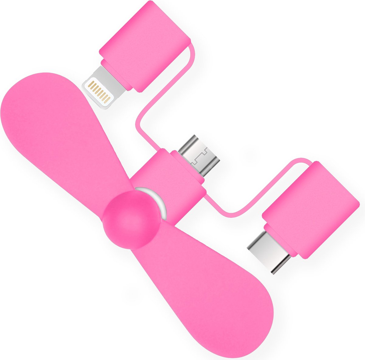 iMoshion 3-in-1 smartphone ventilator Lightning, USB-C & Micro-USB - Roze