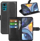 Motorola Moto G22 Hoesje - MobyDefend Kunstleren Wallet Book Case (Sluiting Voorkant) - Zwart - GSM Hoesje - Telefoonhoesje Geschikt Voor Motorola Moto G22