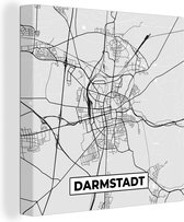 Peinture sur toile Carte - Allemagne - Darmstadt - Carte - Plan de la ville - 20x20 cm - Décoration murale